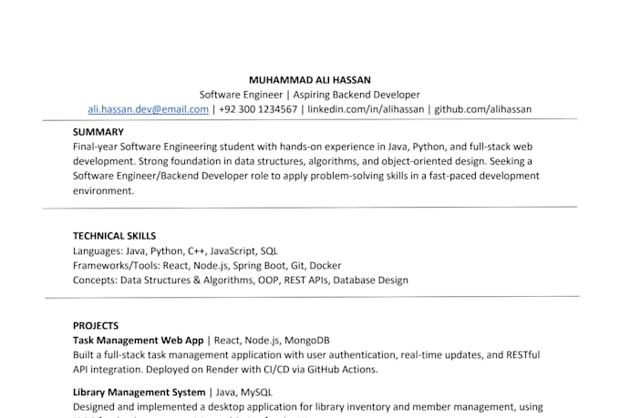 write your tech resume CV or cover letter for software engineers